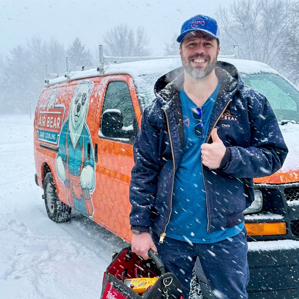 AirBear technician working on a furnace